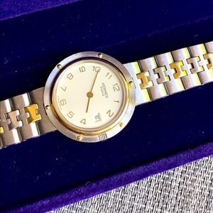 HERMES PROFILE two tone stainless steel watch 💛🤍